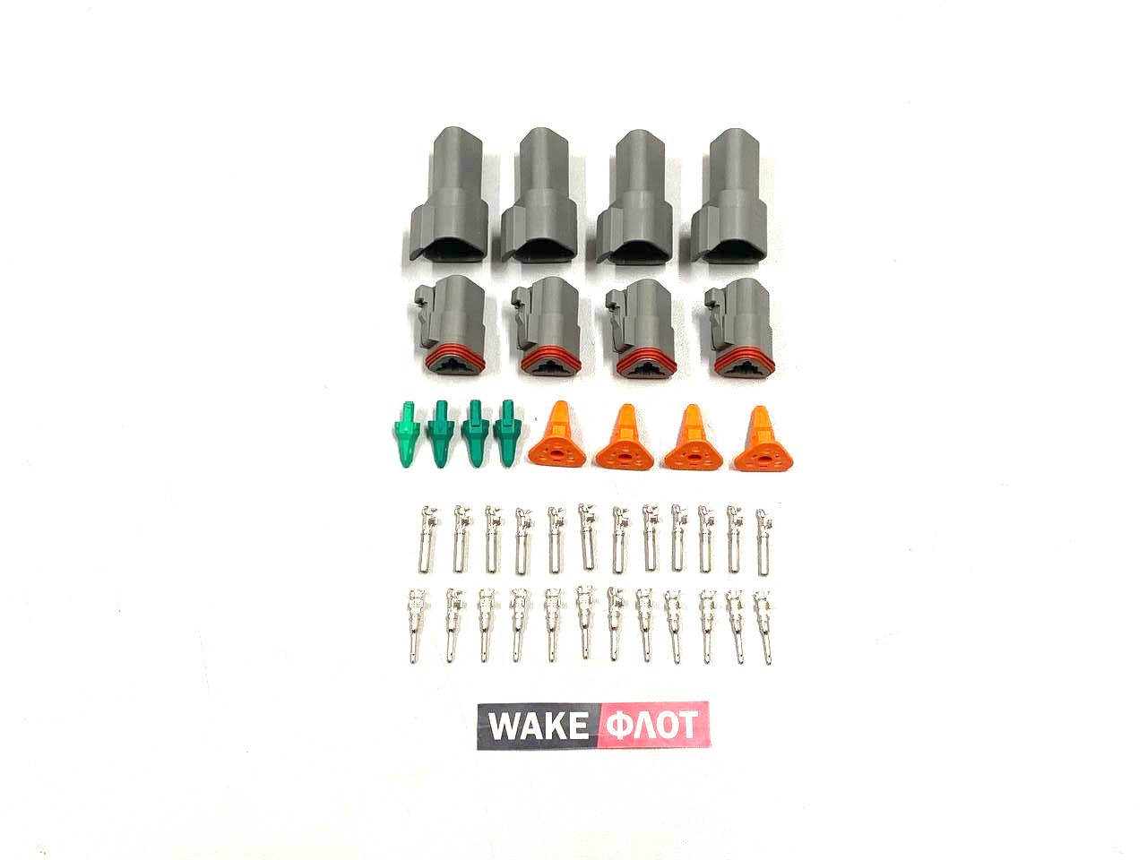 Разъем DEUTSCH DT 3-х контактный DT04-3P + DT06-3S (набор 4 шт.)