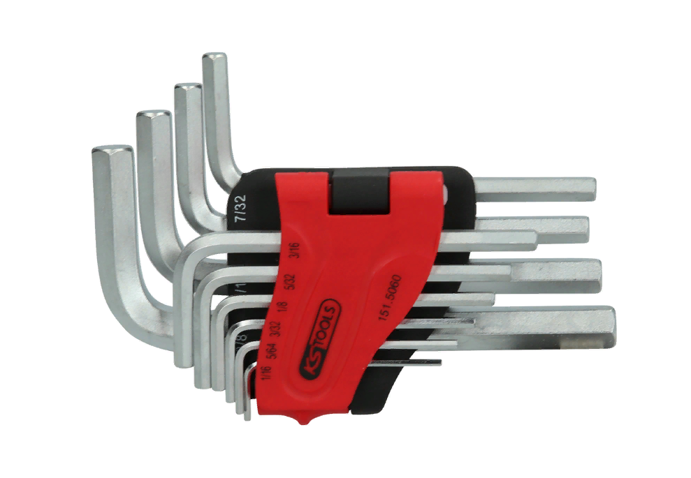 Набор угловых штифтовых ключей с внутренним шестигранником в откидном держателе, 10 шт, 1/16"-3/8"