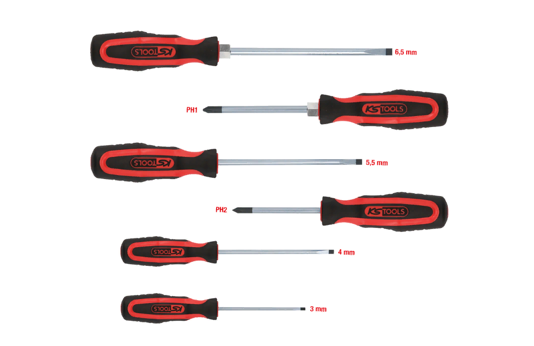 Набор отверток, 6 шт, шлицевых, 010122
