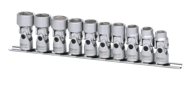 Набор шестигранных торцовых головок 3/8 с шарниром, 10 шт, 10-19 мм, 010142